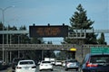 Electronic road sign outside Seattle of Dry Conditions Fire Danger