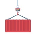 Electronic scales for weighing large items are suspended from container weighing crane. warehouse equipment for