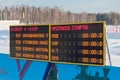 Electronic Scoreboard of traditional mass ski competitions Royalty Free Stock Photo