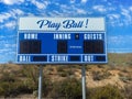 Electronic scoreboard at a youth baseball field Royalty Free Stock Photo