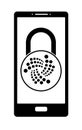 Electronic security lock of iota on a phone screen Royalty Free Stock Photo