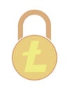 Electronic security lock of litecoin ,vector icon. vector disign.