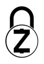 Electronic security lock of zcash ,vector icon. Royalty Free Stock Photo