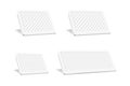 Electronic shelf label mockup set. E-paper display stand for business events or retail store price tags mock-up