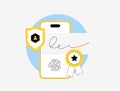 Electronic signature and biometric fingerprint authentication improve identity verification and document security using