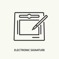 Electronic signature on sign pad. Vector illustration Royalty Free Stock Photo