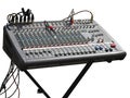 Electronic soundboard mixer console desk with cables isolated Royalty Free Stock Photo