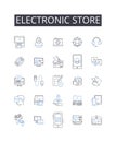 Electronic store line icons collection. Gadget shop, Tech store, Device retailer, Digital emporium, Computer mart