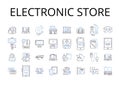 Electronic store line icons collection. Gadget shop, Tech store, Device retailer, Digital emporium, Computer mart