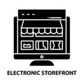 electronic storefront icon, black vector sign with editable strokes, concept illustration