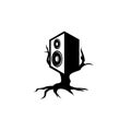 electronic sub woofer speaker on tree vector icon