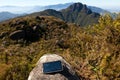 Electronic tablet over a rock in a mountain landscape Royalty Free Stock Photo