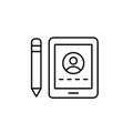 Electronic tablet and pencil with user account login on screen. Secure access from any location. Pixel perfect