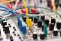 Electronic, technology and cables - analog synthesizer Royalty Free Stock Photo