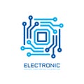 Electronic technology computer chip processor - concept business logo template vector illustration. CPU - creative logo. Digital n