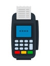 Electronic terminal with a check, a device for receiving cashless payments flat icon vector isolated