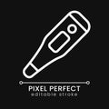 Electronic thermometer pixel perfect white linear icon for dark theme Royalty Free Stock Photo
