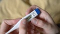 Electronic thermometer shows high temperature 41.6