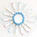 Electronic toothbrush heads on white