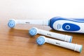 Electronic toothbrush with toothbrush heads on white