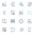 Electronic trading linear icons set. Algorithmic, Market, Trade, Exchange, High-frequency, Liquidity, Execution line