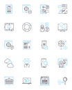 Electronic trading linear icons set. Algorithmic, Market, Trade, Exchange, High-frequency, Liquidity, Execution line
