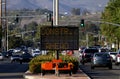 Electronic traffic sign stating Construction Ahead with traffic Royalty Free Stock Photo