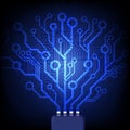 Electronic tree. Vector circuit board background. Royalty Free Stock Photo