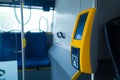 Electronic validator for public transport tickets close up