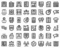 Electronic voiting icons set outline vector. Vote phone