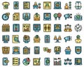 Electronic voiting icons set vector flat