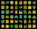 Electronic voiting icons set vector neon