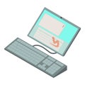 Electronic voting icon isometric vector. Tablet connected to portable keyboard