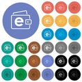 Electronic wallet outline round flat multi colored icons