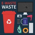 Electronic waste bin vector