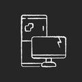 Electronic waste chalk white icon on black background Royalty Free Stock Photo