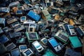 electronic waste collection, including old phones and laptops Royalty Free Stock Photo