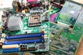 Electronic waste of mainboard computer - old computer circuit boards from recycle Royalty Free Stock Photo