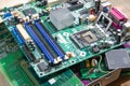 Electronic waste of mainboard computer - old computer circuit boards from recycle Royalty Free Stock Photo