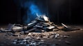 Electronic waste ready to recycle. pile of mixed electronic waste, old broken computer parts, laptops. Royalty Free Stock Photo