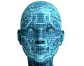 Electronic woman, female cyborg isolated on white background,3D