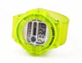 Electronic wrist waterproof watch on a white background