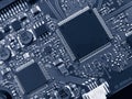 Motherboard and microchips Royalty Free Stock Photo