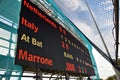 Electronical scoreboard showing the actual standing