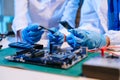 Electronics assembly and RAM installation with high-tech components. Ideal for showcasing advanced technology
