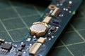 Electronics background technology close up of the green kit circuit board. Royalty Free Stock Photo