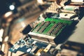 Electronics background technology close up of the green kit circuit board Royalty Free Stock Photo