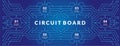 Electronics circuits banner, with line dots of circuit board and communication concept. Royalty Free Stock Photo