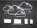 Electronics and clouds computing illustration Royalty Free Stock Photo