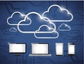 Electronics and clouds computing illustration Royalty Free Stock Photo